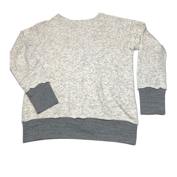 NEW Monrow Sweatshirt Ivory with Gray Cuffs and Hem Size L - Picture 3 of 6